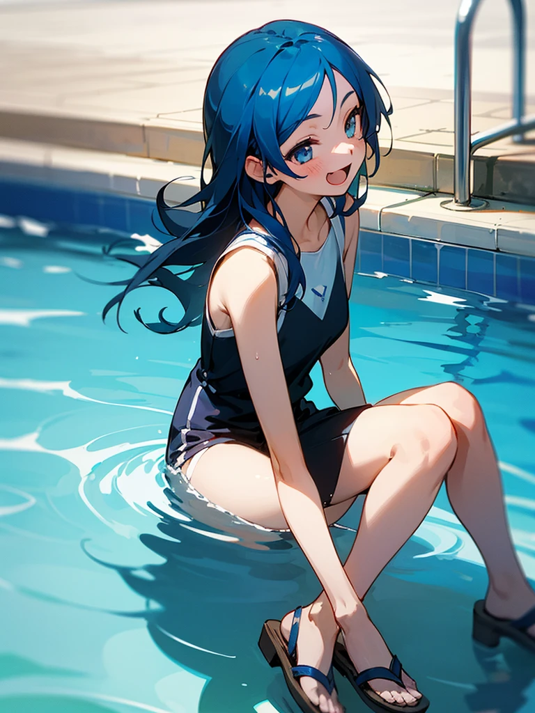 Anime girl in blue swimsuit sitting in the water, wearing a swimming wear, Wet swimsuit, Swimsuit, swim wears, anime moe art style, (Anime Girl), Wallpaper Anime Blue Water, Seductive Anime Girl, in water, Beautiful anime girl, Cute anime girl, In the water, marin kitagawa fanart, cute girl wearing a tank suit, charming anime girls