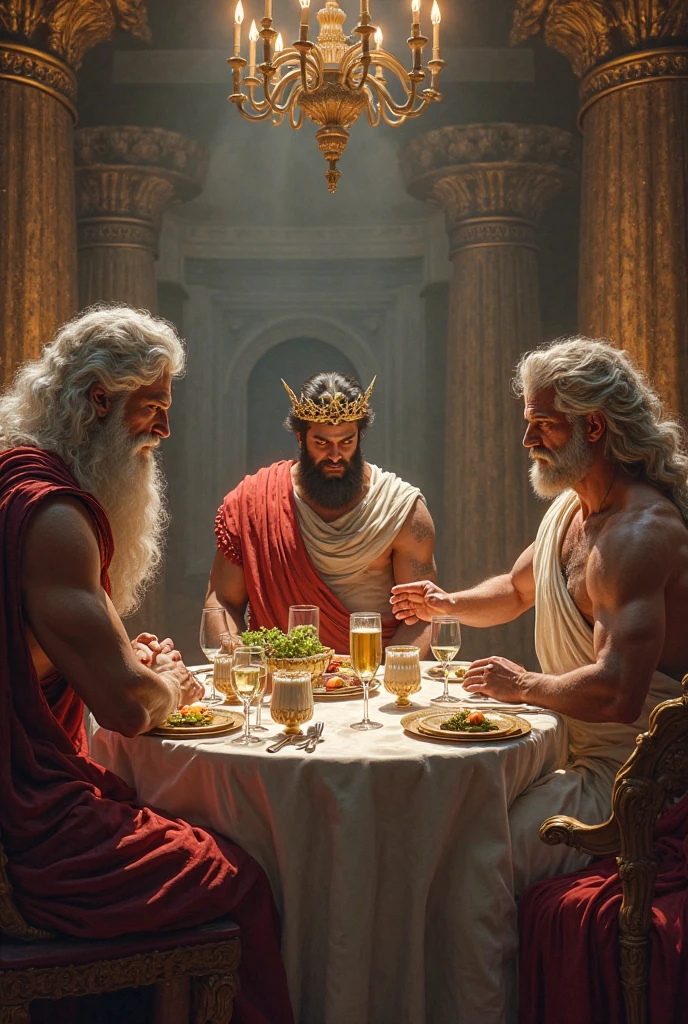 on the greek market, there are many man and a woman in the background, chicken and dog on ground, greek man with hurricane lamp running, a Greek man walking and debate with another old man, another poor man sitting on floor, female god statue, full body white cloak, shield, bow, sword, white hair, masculine, mature, naked, hairy torso, fantasy, intricate, elegant, highly detailed, digital painting, concept art, smooth, sharp focus, illustration, amor, helmet, sword, shield, Greek god. handsome,painted of rugged zeus and queen hera singing with lia, god of thunder, female greek god, white hair, masculine, mature, handsome, upper body, muscular, hairy torso, fantasy, intricate, elegant, highly detailed, digital painting, artstation, concept art, smooth, sharp focus, illustration, art by gaston bussiere and alphonse mucha, almost naked