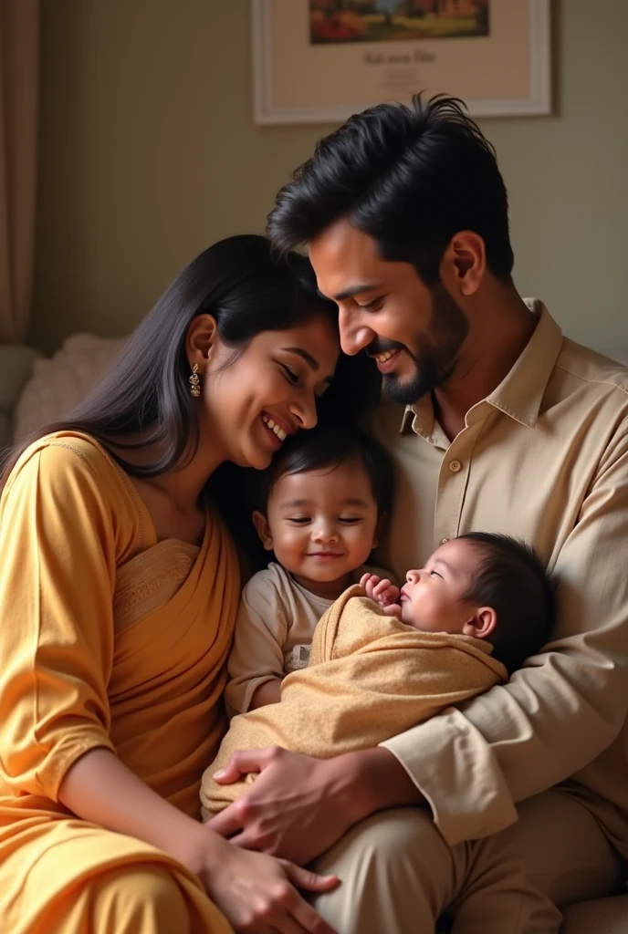 Indian Couples cleaning baby's sheet