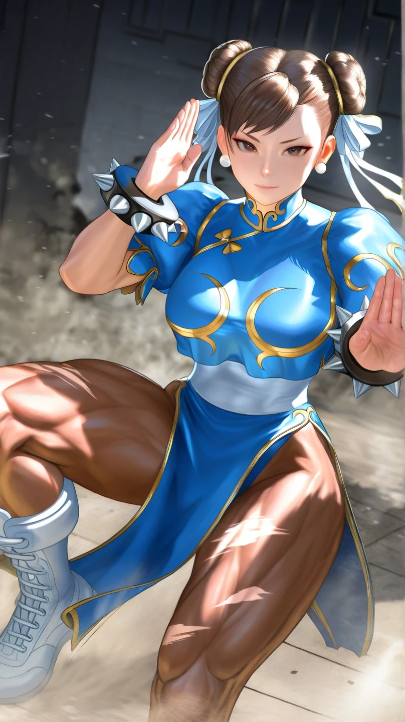 score_9, score_8_up, score_7_up, kasumi from dead or alive, black ninja clotches, blue scarf, milf, long ponytail hair,fighting poe
