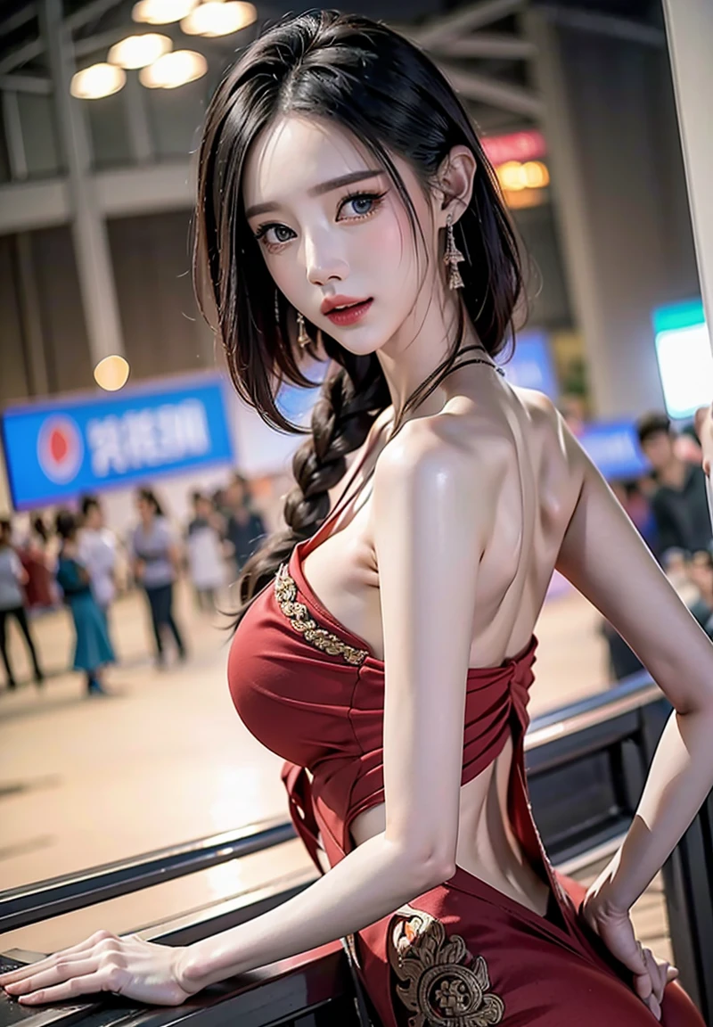 (high angle shot:1.3)、1 of、20th generation、best smile、Very short crop top, long sleeves, (bare abdomen, exposed navels), Sexy abs, mermaid lines,Abdomen is fully exposed., perfect body、big bust、very low cut shorts, Metal belt, cowboy shot, Summer Street, 8k, best quality, masterpiece, realistic, very detailed, vivid colors, professional lighting, cinematic, dynamic pose, dramatic lighting, intricate details,looking at the camera,Harajuku Takeshita Street、