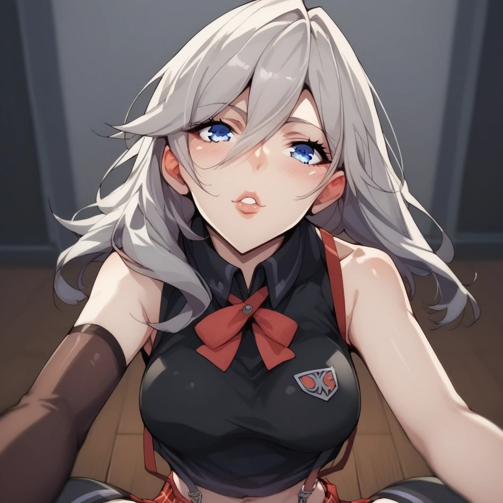 NSFW,(One girl:1.5),miorine1、miorine rembran、Asticasia uniform、solo、Long Hair、Grey Eyes、Grey Hair、Ahoge,(Perfect hands),(Perfect Anatomy),(masterpiece),(Highest quality),Embarrassed,blush,(Ecstasy face:1.7),(Sexual pleasure:1.7),(orgasm:1.5)
