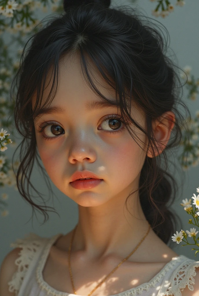 1 a , boy,3 years old, white,blackquality hair,flushed cheeks and lips,honey colored eyes, fluffly, in park