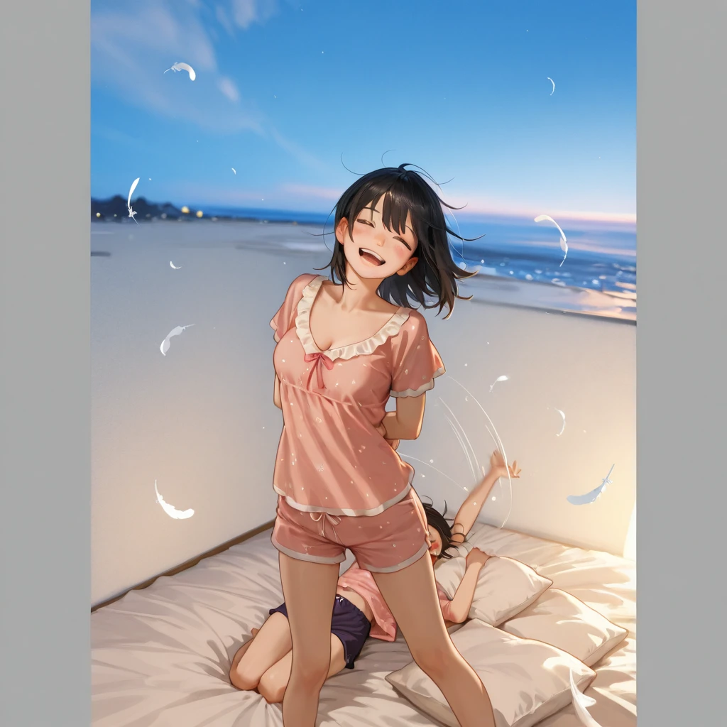 (High resolution),(High resolution),(High resolution),(8k), One person, Yoshizuki_Iori、(((Naked)))、((Beach)).(((Spread your legs wide))).Browsing Caution、Large Breasts、(((blush))、(((doggystyle))).(((Bukke semen on the face))).(((An irresistible, pleasurable expression)))、Close ~ eyes、Sticking out tongue、Lick、Creampie