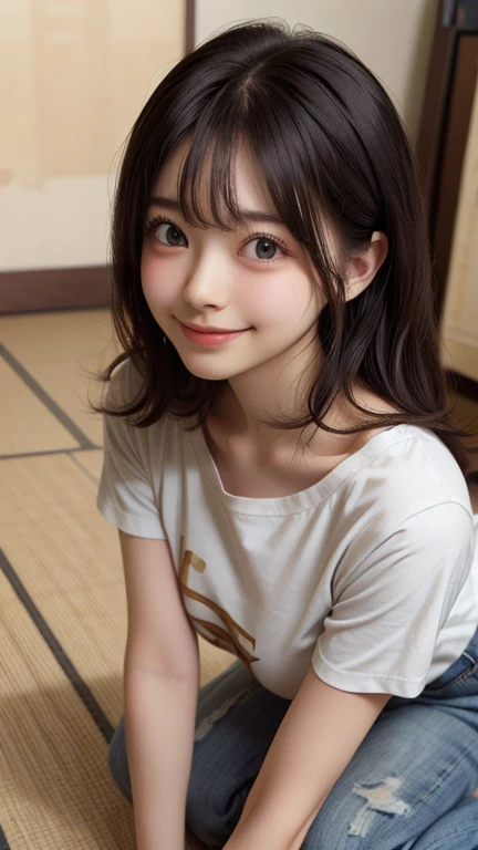 (masterpiece, Highest quality:1.2), One girl, alone,bony body、15 years old