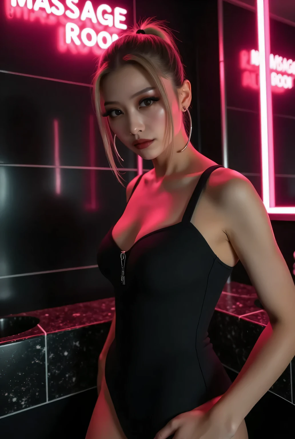 (8k, Ultra high resolution A, Highest quality, Tabletop:1.2),(24-years-old:1.2)、(avert your eyes)、8k、Japanese girl raw々new portrait、Ultra high resolution A、Highest quality、 (Big breasts, Deep valley:1.7),(Usamimi Katyusha、Shiny high leg bunny girl、샤이니 타이트 블랙 하이 레그 Off the shoulder 수영복、Quite a small area:1.6)、(Open the bottom wide:1.4)、(casino:1.4) break (Natural skin texture、Detailed Skin、Hyperrealism、Ultra Sharpness)、Subtle details、Depth of written boundary、Gravure idol pose、Pornstar、Sexy pose、 Babes、、Beautiful long hair、Beautiful ass、Ample breasts、((masterpiece、Highest quality、High Detail))、(1 person)、(PhotorealSite:1.4)、solo、Close your mouth、Happy smile、Beautiful blonde short hair、Garvik、Big eyes、Prominent double eyelids、eyelash、blow out ears、Long neck、Absolute area、Beautiful collarbone、Perfect Face、Teardrop Mole、Mole on chest、Beautiful Bangs、Thin lips、Golden ratio face、White skin、Big ample breasts、Makes your face smaller、Makes your face smaller、Staring slightly upwards at the camera、(Staring at the audience、Eye highlights、Light brown eyes、Lip gloss, Beautiful Minio, Beautiful black fishnet stockings that reach down to the waist.:1.2)、Shiny black stiletto heels、Tight ass、Shiny ass、(Beautiful legs、protrude:1.4)、(Off the shoulder、No sleeve:1.3)
