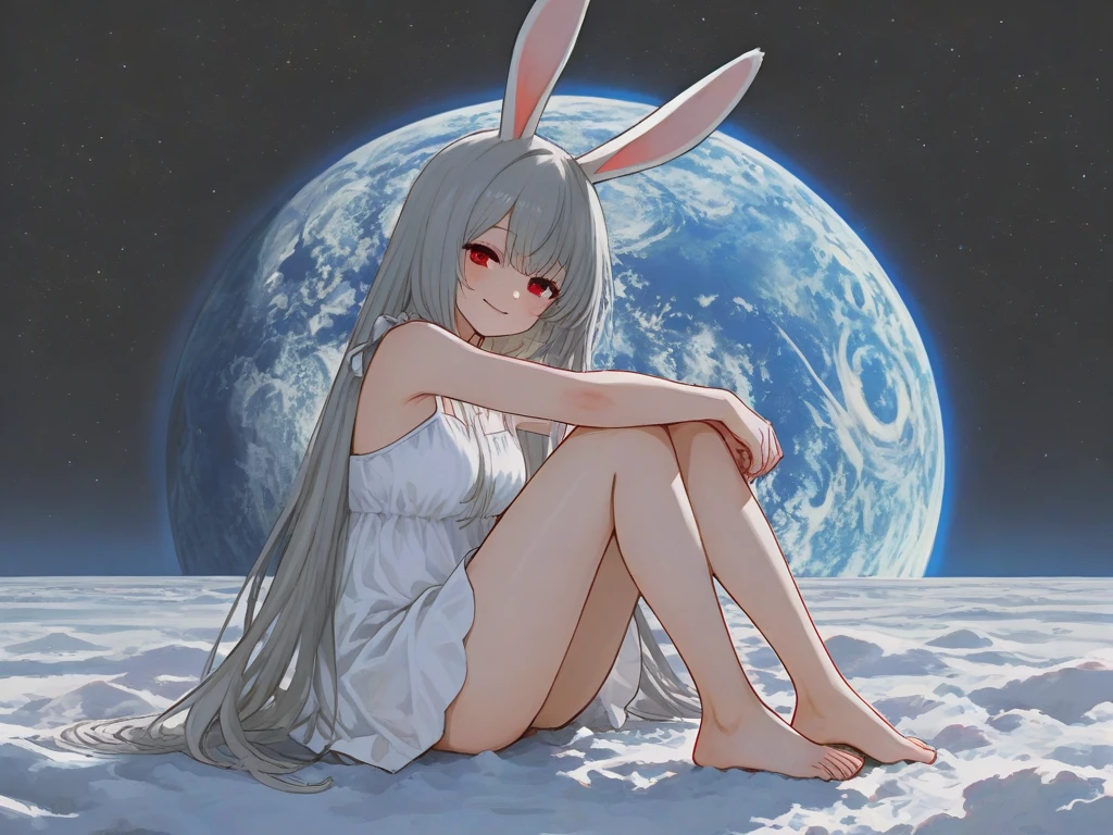 work of art, 1 girl, spaceship interior, totally naked, trunk, Science fiction, yellow eyes, twintails, silver hair, Cat's ears, gazing at viewer, gaping mouth, holding the earth \(planet\), eating,