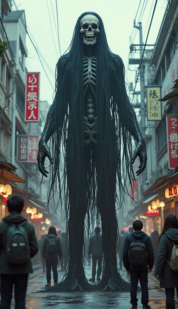 Giant bat and old woman, scary, Japanese woman, ugly