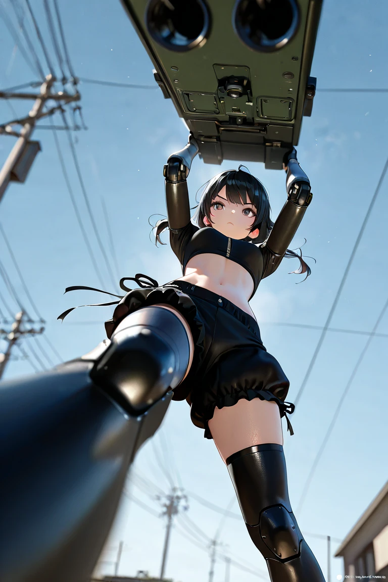 Woman 1, Big Breast, Big Butt, Posing holding an axe upwards, full body