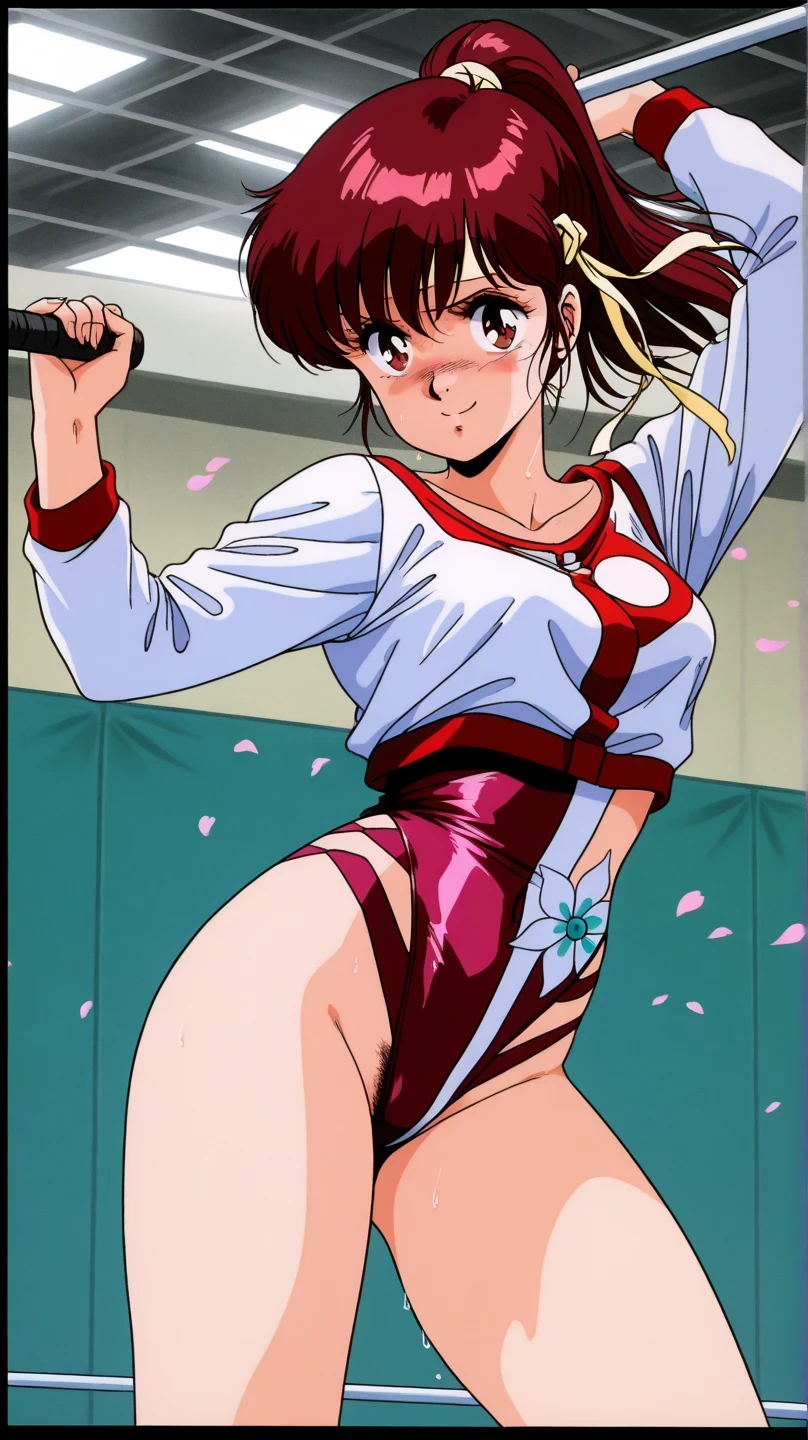 (highest qualityのmasterpiece:1.4),Frill dress.anime,Doujin illustration,three size:B80-W58-H83, (( highest quality, High resolution, Hmph, Perfect Pixel, 4K, Hmph, Hmph))), 1 girl, single, alone, Beautiful woman、I got closer and could see the whole body.、 ((Medium Hair, bangs, red fur、Yellow headband、)), ((Brown))Trending on pixiv,Tabletop、masterpiece、highest quality、Beautiful woman、Extraordinary beauty,anime,Doujin illustration,Character Design:Illustrator Toshiyuki Kubooka,See pixiv trends,Aim for the top!,Gunbuster!,1 girl, alone, head band,We are aring a bandanaして出力,The bottom is a leotard, Under clothes, background, simple background, bandana, Brown eye,Mikimoto-style illustration,smile,Under clothesのレオタード,(red.9.Pink 1,)belly button,happiness,good impression,she,Noriko Takaya,1 girl, ?Medium Hair,brown hair,Brown eye 心 Under clothes,smile,red gymnastics, short hair, Wristband,bangs, Cute face, hair band,We are aring a bandana,smile, , Gunbuster!masterpiece,highest quality,alone