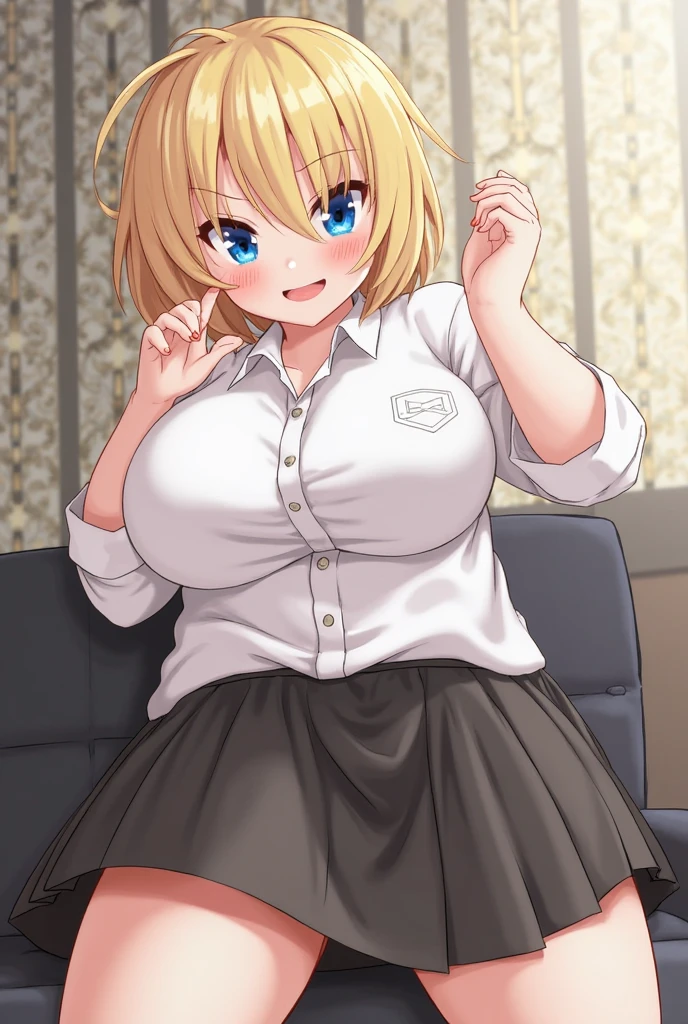 1 Lady, cheerful girl, Short hair, big drooping eyes