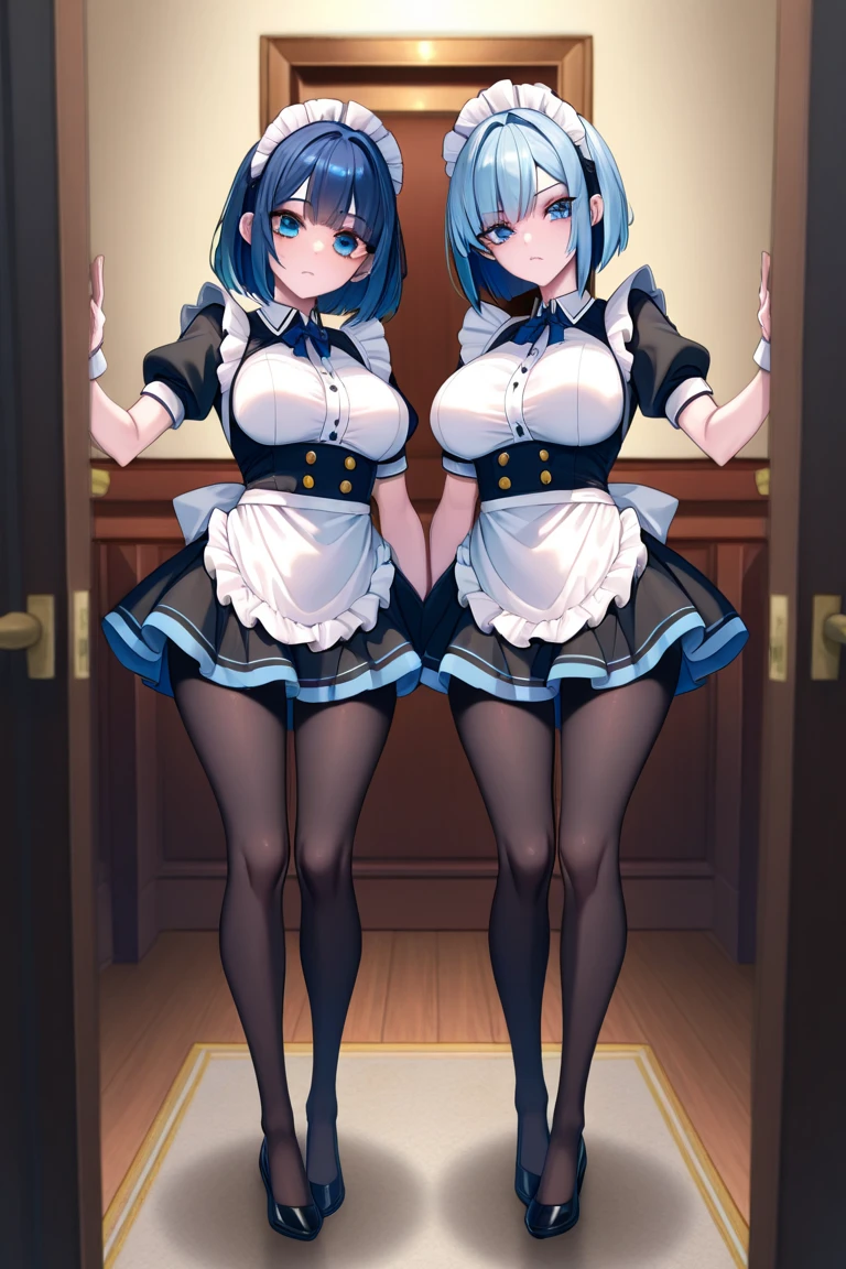1 girl, short skirt, blue eyes, big breasts, in fourth