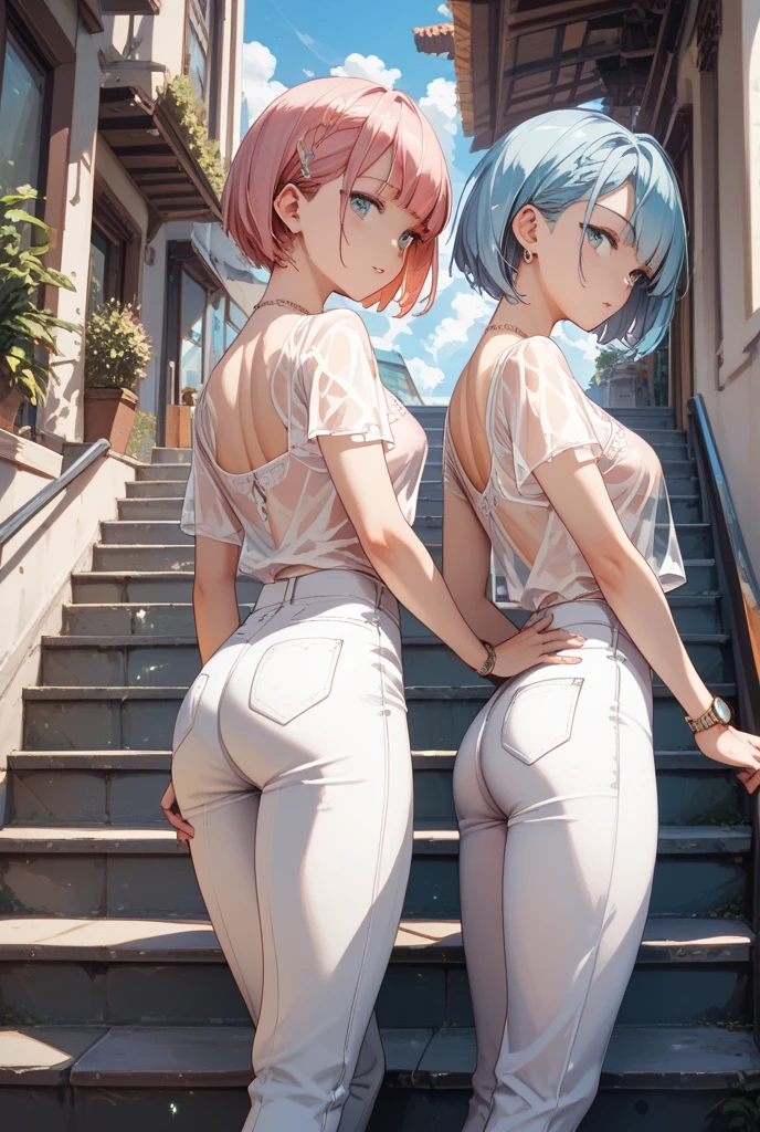 Masterpiece, best quality, 16k resolution, NVIDIA RTX Ray Tracing technology, Create a 4K resolution, ultra-realistic, and extremely detailed artwork, award winning, retina, soft light, sharp focus.(hyper-realistic:1.4), (full body:1.5), (Night, night time:1.4), (rear view, from behind)
cyberpunklucy, lucy, short hair, bangs, blue eyes, blue hair, multicolored hair, makeup, multicolored eyes
NSFW, face down, ass up (rear view, from behind), (BENT OVER, LEANING FORWARD)
Standing, ass up, open stance
Indoors, bedroom, city, moon, night, sky, clouds,
FULL BODY SHOT, ultra wide angle, textured skin, face detail, clean skin, perfect hands, perfect anatomy, anatomically correct
