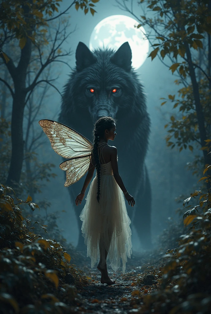Create the image of three vampire fairies holding a panther
