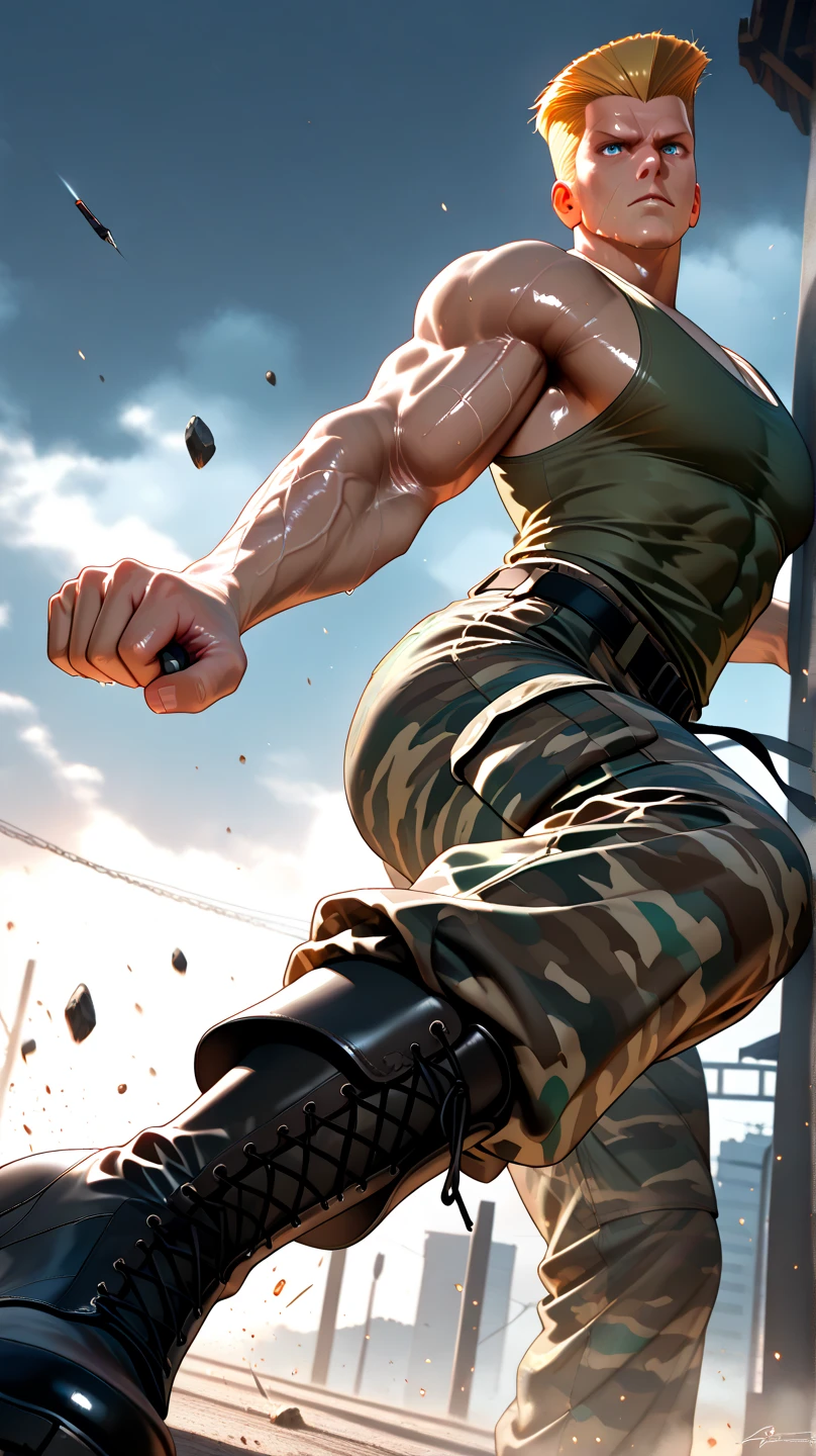 person in a boxer holding a knife, muscular thighs, heroic muay thai stance pose, photorealistic perfect body, detailed image, chest legs, boxer, muscular legs,, photorealistic full body, kakashi from naruto, looking at viewer,