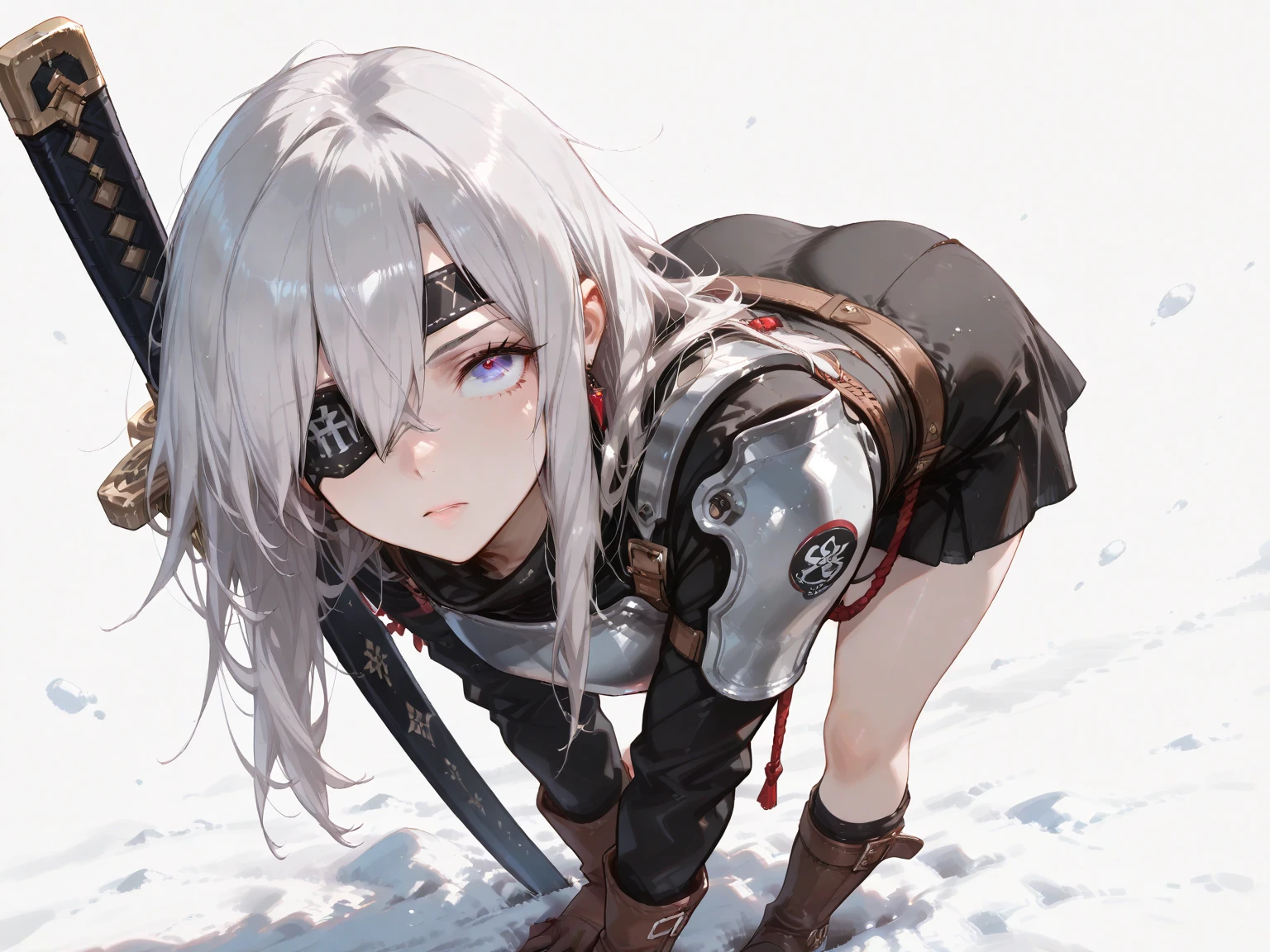 1 Girl, Mature, Solo , Alone, A Single Human, Big Chest, Violet Eyes, , Hair accessories, White Bob Hair, Short Hair, Silver Hair, Bang, hair between eyes, military uniform, black dress, cape, white gloves, pantyhose, high heel boots, Explosion, Running, Sky, on the Aircraft Carrier Ship, Tank , Mech , Sci-fi Battlefield, ((Best quality)), ((masterpiece)), 3D, HDR (High Dynamic Range),Ray Tracing, NVIDIA RTX, Super-Resolution, Unreal 5,Subsurface scattering, PBR Texturing, Post-processing, Anisotropic Filtering, Depth-of-field, Maximum clarity and sharpness, Multi-layered textures, Albedo and Specular maps, Surface shading, Accurate simulation of light-material interaction, Perfect proportions, Octane Render, Two-tone lighting, Wide aperture, Low ISO, White balance, Rule of thirds,8K RAW, Aura, masterpiece, best quality, Mysterious expression, magical effects like sparkles or energy, flowing robes or enchanting attire, mechanic creatures or mystical background, rim lighting, side lighting, cinematic light, ultra high res, 8k uhd, film grain, best shadow, delicate, RAW, light particles, detailed skin texture, detailed cloth texture, beautiful face, (masterpiece), best quality, expressive eyes, perfect face,nikkeredhood,hair over one eye,marian,griseo,momo_burlesque