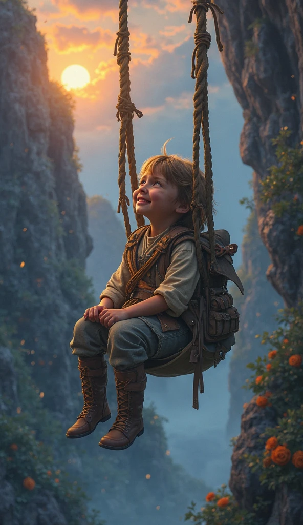 Create an image that perfectly illustrates the following scene from a video: "Once upon a time there was a young dreamer, who lived in a quiet village. The boy wanted to achieve many things in life, but he was known to everyone as a lazy young man who preferred to spend his days lying in his hammock, contemplating the clouds and leaving the day-to-day tasks in the hands of the other villagers." Keep the Eastern Zen touch in the overall aesthetic of the image.