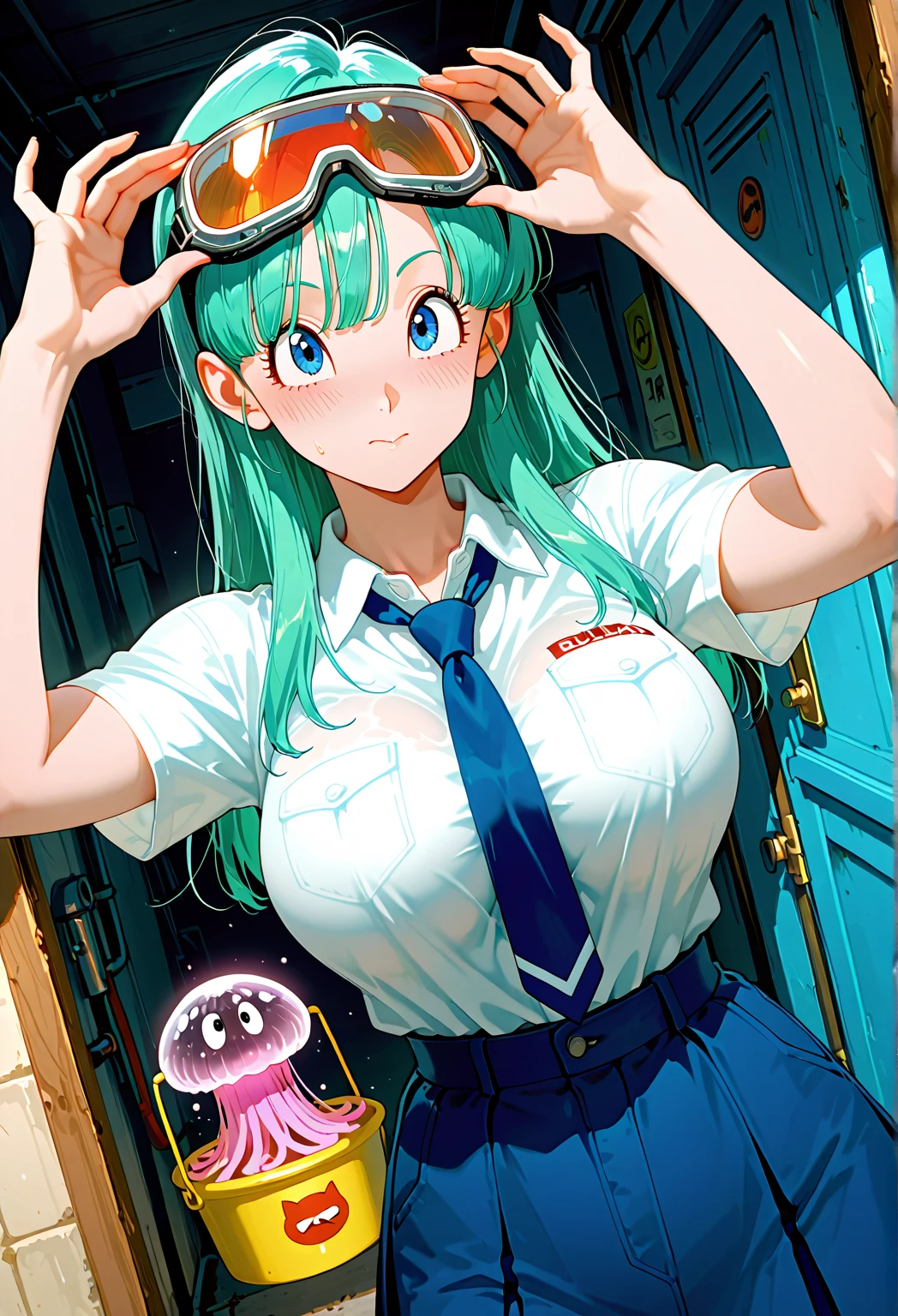 masterpiece, best quality, long hair, lum invader, worns, big breasts, sexy, red lipstick, fishnet stocking, ((BUNNY GIRL)),