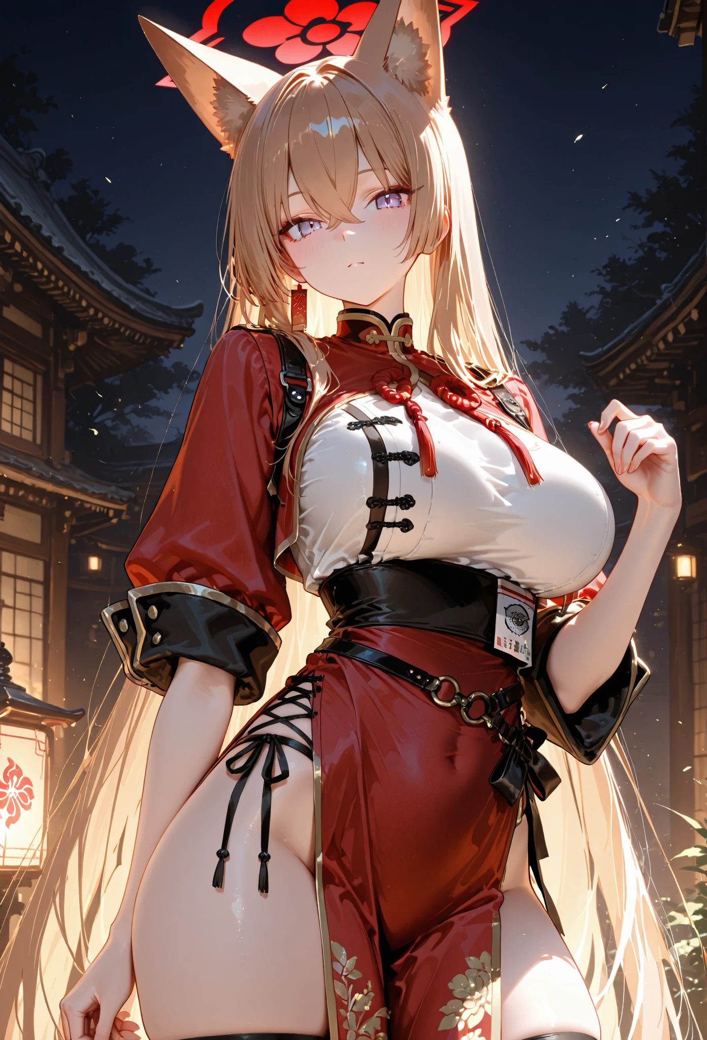 high resolution、8k、Beautiful pink eyes、Light Blonde Hair、NSFW、China dress、Chinese clothing、 Glossy with oil々Skin、Shiny thighs,Narrow waist、Firm big breasts、Love juice drips、Sexually excited facial expression、Sex appeal、cum on、Background White