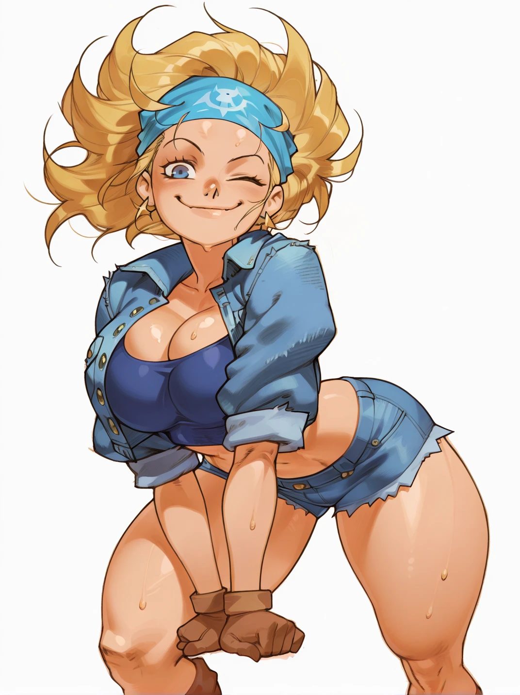 score_9, score_8_up, score_7_up, score_6_up, score_5_up, score_4_up, BREAK (1girl:0.999), (breasts:0.998), (shorts:0.994), (polka dot:0.992), (covered nipples:0.964), (halftone background:0.947), (dark-skinned female:0.946), (long hair:0.942), (polka dot background:0.942), (denim shorts:0.938), (dark skin:0.932), (tan:0.928), (tanlines:0.925), (solo:0.924), (underboob:0.917), (denim:0.908), (tank top:0.876), (blonde hair:0.869), (short shorts:0.814), (cutoffs:0.794), (armpits:0.752), (green eyes:0.740), (large breasts:0.734), (thick thighs:0.705), (halftone:0.7), (ahoge:0.604), (thighs:0.555), (smile:0.553)
