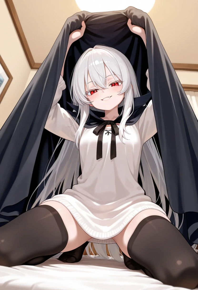 Anime background art, bottom of room, one bed, lying on a bed, whole body, beautiful anime scenes, 4K anime art wallpaper, 4k anime art wallpaper, Rosla global illumination, anime girl, 1 girl, 1 man, LORA similar, best quality, detailed, alone, looking at the viewer, mouth closed, angry, definition in the eye, perfect face, lying on a bed, perfect face, perfect hair, long hair, white hair, red eyes, looking at the viewer, very big tits, maid costume, half naked, completely naked, showing her vagina, perfect vagina, open legs, open vagina, perfect anus, see vagina, naked vagina, a lot of pubic hair, colored pubic hair, white pubic hair, colored pubic hair, white pubic hair, more black pubic hair, perfect anus, perfect eyes, perfect red eyes, see vagina, naked vagina, bare vagina, view of the pubic hairs, very hairy pussy