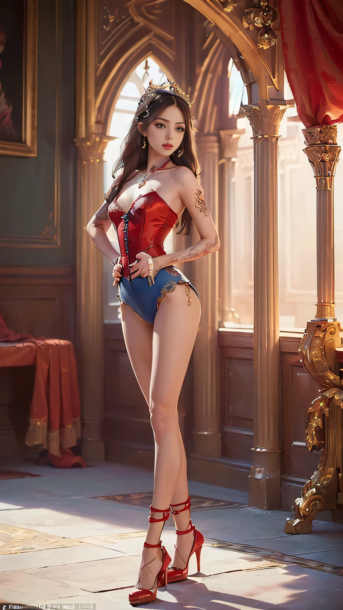 masterpiece, Best quality, 1 girl,photo, wearing tunic, white toga, Studio photography, (Best quality,4K,8 K,a high resolution,masterpiece:1.2), ultra detailed, (realistic,photorealistic,photo-realistic:1.37), portraits, HDR, Greek mythology, beautiful portrait of the goddess Venus, perfect DNA, detailed eyes, detailed lips, stunning beauty, flowing golden hair, nude, perfect body, perfect nude, graceful pose, charming look, bright colors, soft lighting.(nsfv:1.4) ancient greek deity, looks directly into the camera lens, flowing hair cascades over her shoulders, off shoulder outfit, emphasizing her grace, bright colors, ancient temples and marble columns are softly blurred in the background, the evening Mediterranean light casts a warm glow on her porcelain skin., High-resolution image, digital painting, Spiritual peace, golden ratio composition, cowboy shot, brilliant, brilliant hair, (night:1.2),Dreamy, [[gentle fingers and hands:0.55]::0.85],(detailed fingers),),(emotional),(breathtaking),(main part:1.2) whole body.), (Anime Style), (Super Detailed), (brutal), (uhd, HDR), (8k), (High Resolution: 1.2), (Complex and Beautiful: 1.2)