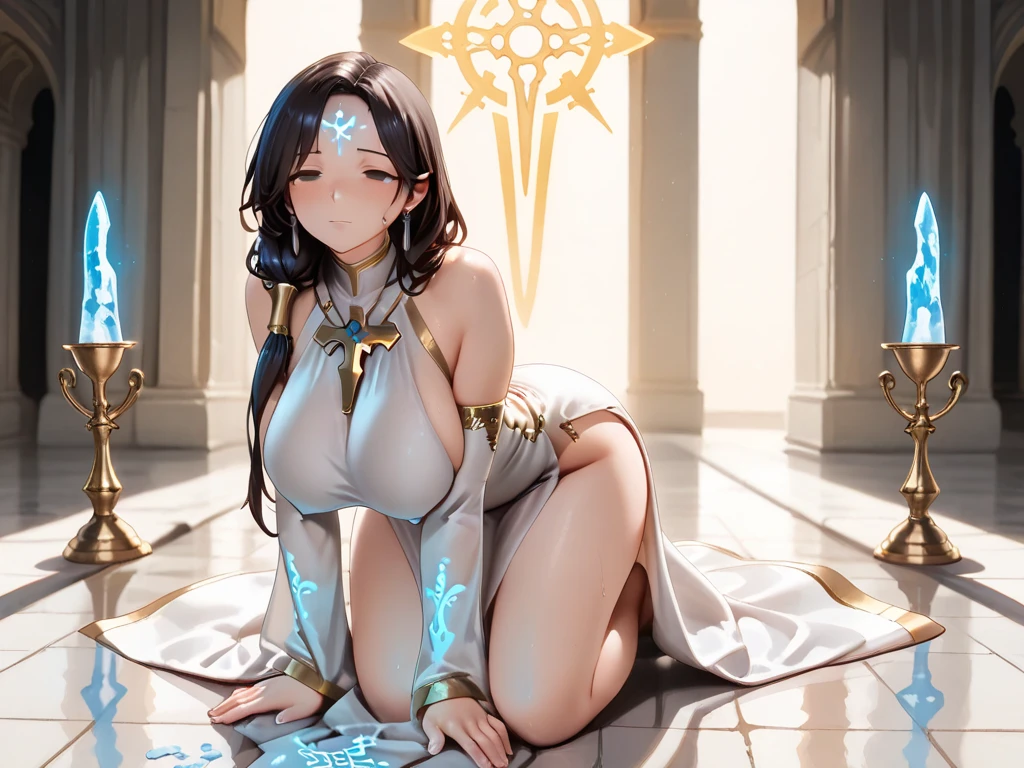 Masterpiece、need,Holy elf in costume, voluptuous 、golden clothes、Traditional Thai dress, gold strapless、full body photo、ancient thai style、 White cloth buns, steamed buns、black hair、Leaky shoulder、The chest is large.、Long, slender legs、smile、black stockings、ริมฝีปากpinkอ่อน、Embroidered clothing、high-heels,(big tits),sexy, seductive pose, big breasts,Show your breasts,The cracks are clear....,((big tits)),(pubic bone), rift, visible chest,ท่าทางvoluptuous,I see bulging nipples.,(((large areolae:1.4,pink,The nipples are clearly visible.......))),((((pussy,bare female genitals))))