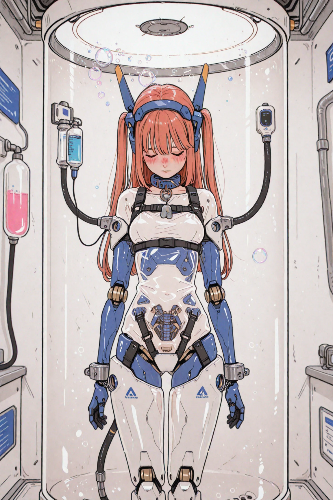nsfw, ((Best picture quality)), ((Masterpiece)), ((Best picture quality:1.2,) ((makima, mechanical_restraints, milking, 1)), ((futanari, cum)), covered with semen, ahegao, (((vulgarity)))), female ,(parted lips:1.3),(half open eyes:1.4),(feeling weak:1.5)