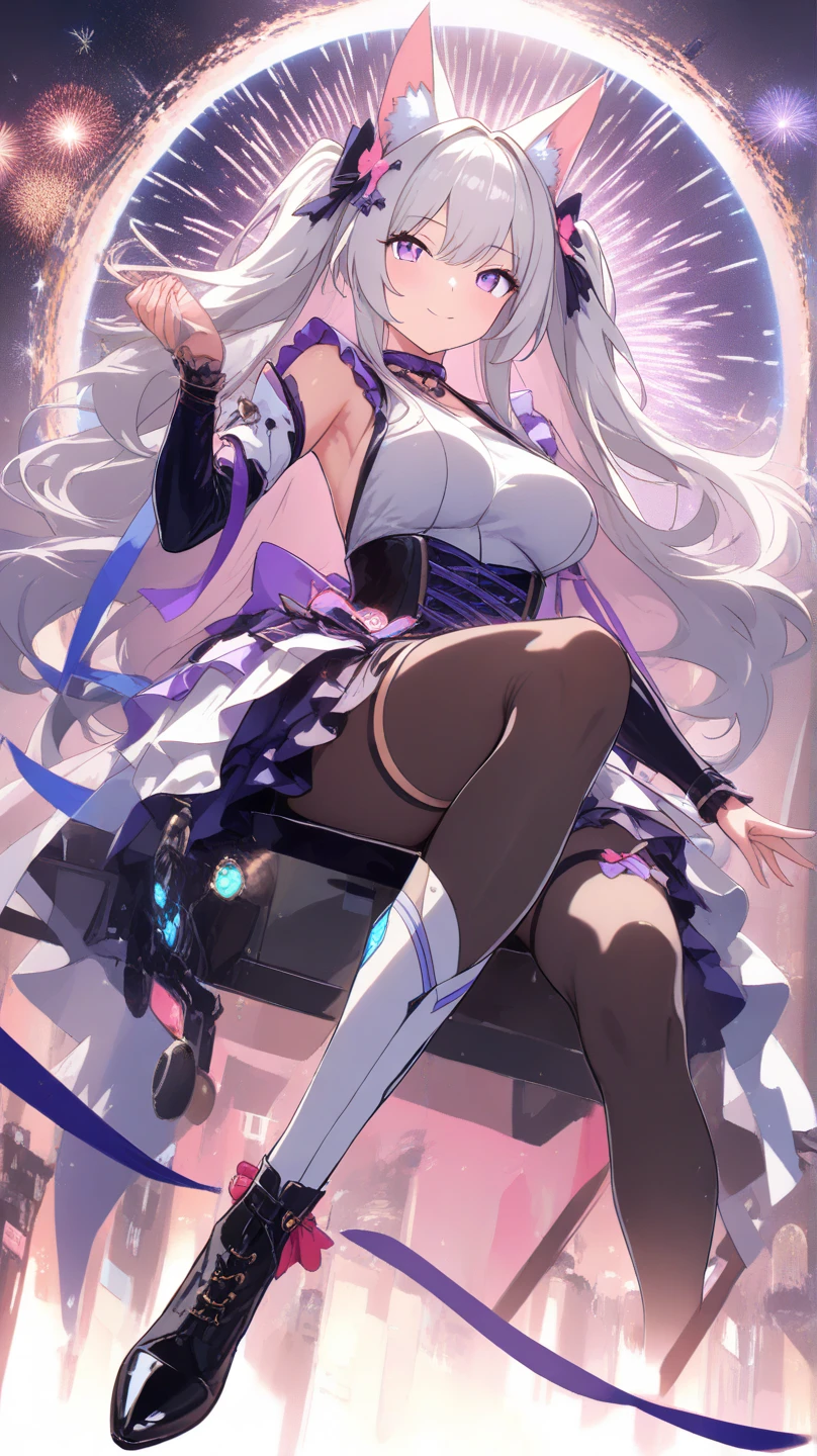 (1 girl),(high quality), (High resolution), (extremely detailed), (8K),(focus on lower body),(CG),female university student、beautiful girlfriend、magic knight costume、Magic Swordsman、Sorcerer、pleated skirt、sexy panties、(black knee high stockings:1.2)、(erect nipple shape)、No shoes、(neutral white lighting),sexy pose