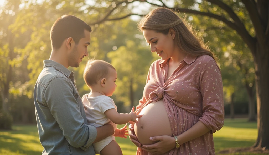 pregnant woman,beautiful glowing skin,blossoming belly,supportive partner,happiness and excitement,motherhood,maternity photoshoot,natural light photography,soft and warm color tones,mother's love,anticipation of new life,femininity and grace,family portrait,cherishing the moment,tender and affectionate,joy and love,future mom,sacred journey,life growing within,embrace the changes,serene atmosphere,bonding and connection,creating a new life,unconditional love,future parents,blessing and miracle,maternal glow,protective hands,capturing memories,expecting a baby,emotional and intimate,future generations,bountiful blessings,blossoming love,treasuring the bump,unbreakable bond,fulfillment and contentment,waiting for the little one