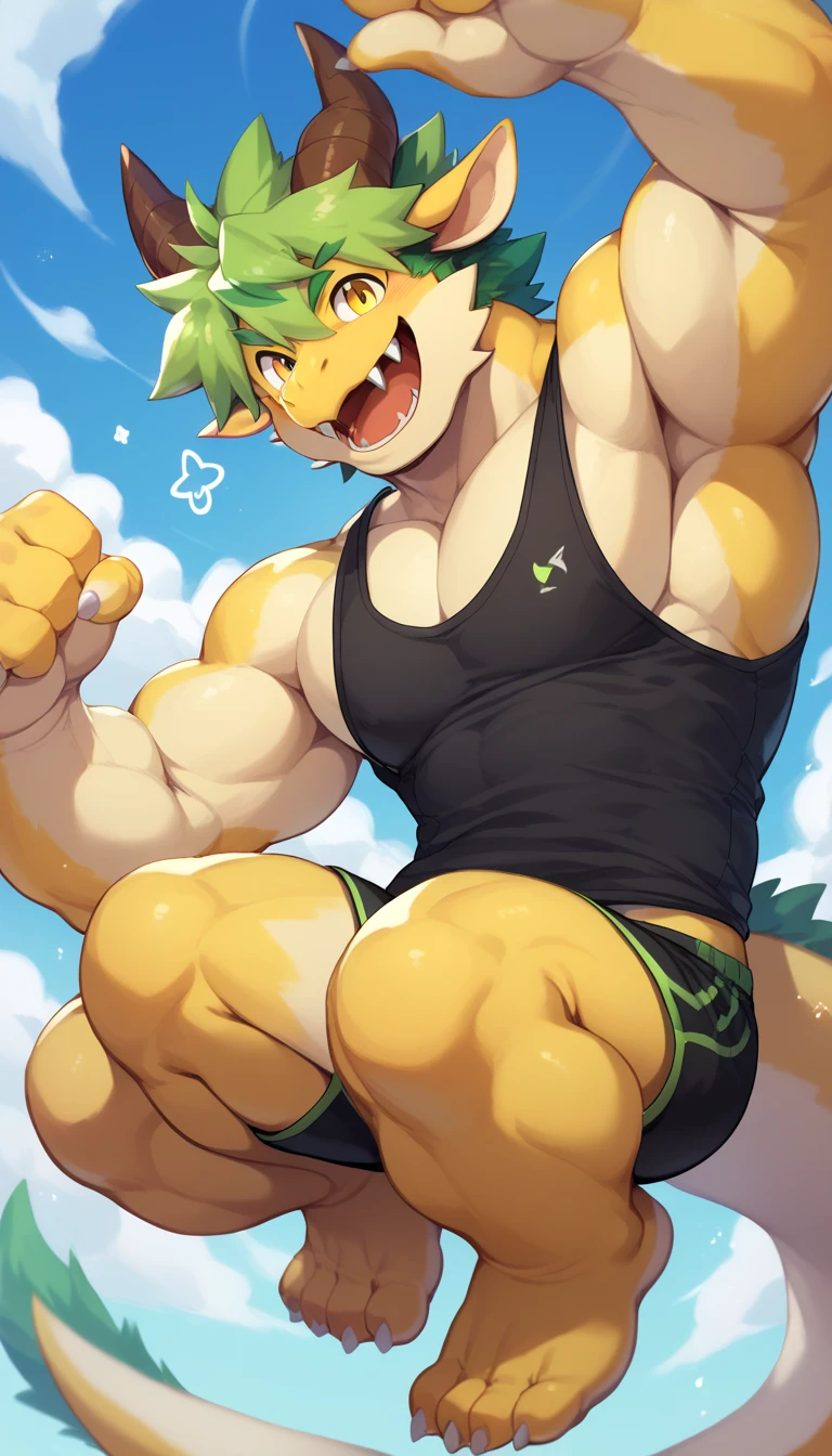Kemoshota, dynamic angle, kindergarten boy, short height boy, tail, samba dancers, samba costume