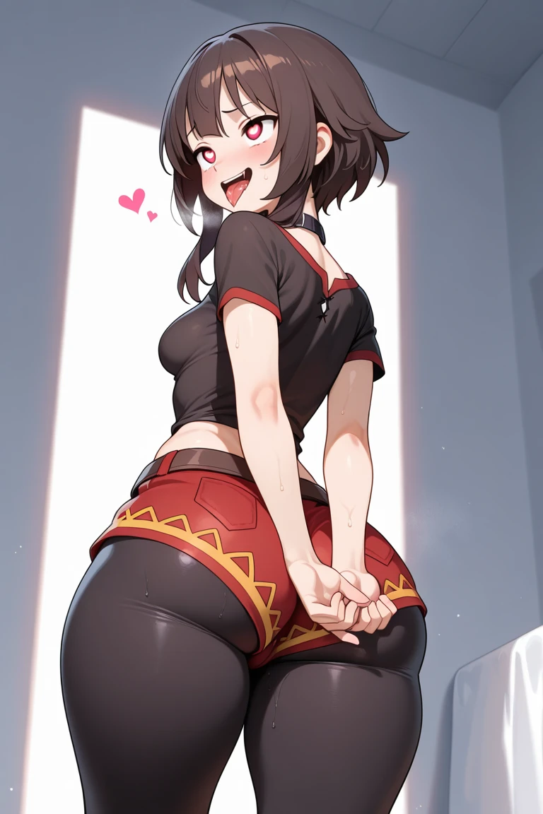 X-rated,Under the legend,Chara,teenage girl,Red-eyed,Smile,Sexy,green,Chest leak,short crop top,hot pant,Stalling's gull body standing painting,posture,with short brown haice turned red,Underwear model,lust,Hand repair,detail, clothing,HD,no underwares, television show,Upturned buttocks,stick out your tongue,Playful,love heart,Buttocks close up,sweat,back view,big ass,sitting,Puppy perspective,The lens is up