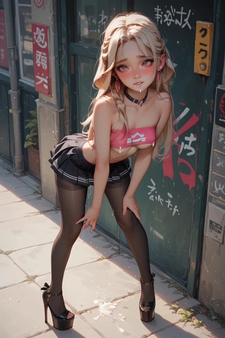 (Young face、Cute Face:1.5),Browsing Caution、Photorealistic perfect body、super high quality、Ultra HD、Japanese、(Completely naked:1.7)、(Mesh long gloves、Mesh stockings、High heels:1.3)、(10 years old:1.6), (squat:1.8)、(Outdoor:1.6)、(sleek bangs)、(Rainbow Hair:1.6)、(Good lighting from the front)、(Blurred Background)、(Grin)、sunny、Gal-style makeup、Gal-style earrings、Gal style bracelet、(Gal-style necklace、Double Necklace:1.3)、