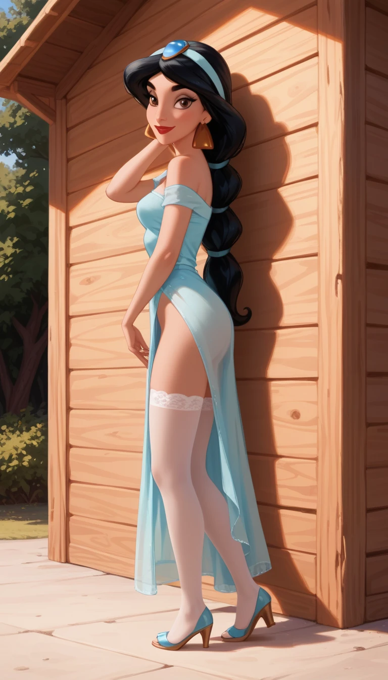 mean Curvy blue eyed girl with long wavy black hair and small breasts masturbating, (cruel_expression):4.0, futanari:2.0, (erect penis), transparent dress