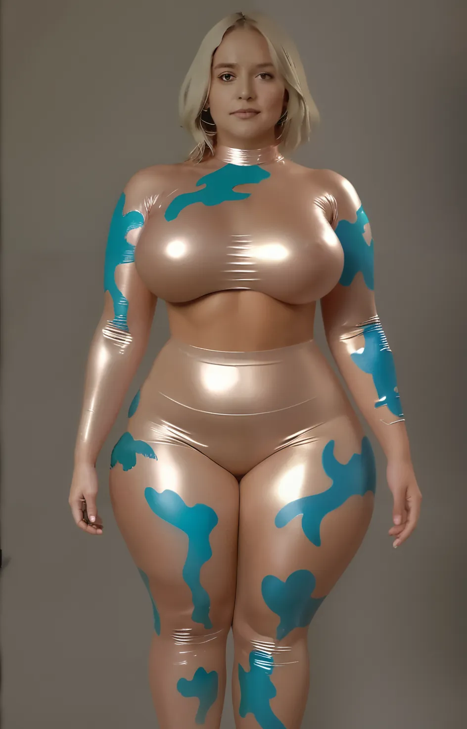 sexy cyborg artist, full length, blonde hair, french braid, standing by easel, painting self-portrait, in oil paints, best quality, high quality, masterpiece, absurdres, beautiful body, magnificent anatomy, 4k, 8k, HDR, high quality, absurdity, masterpiece, Beautiful, complex parts, 1/2 body trims, slender body, Beautiful figure, Magnificent Anatomy, (complex parts:1.12), HDR, (complex parts, hyper detail:1.15), (natural skin textures, hyperrealistic, soft light, spicy:1.2)