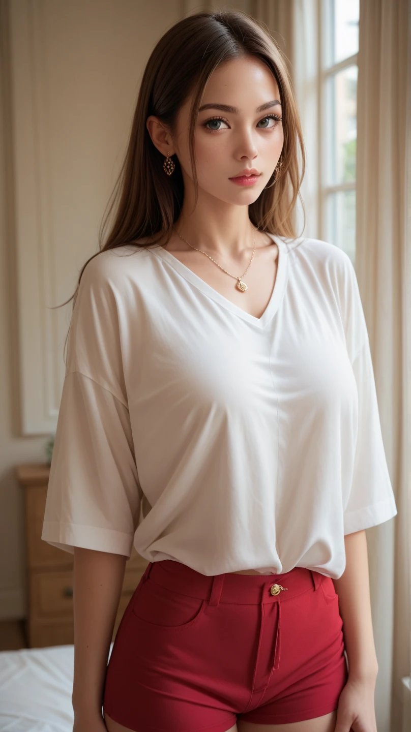 adjust the expression to show her cheeks puffed out, looking upward to the left with an angry face