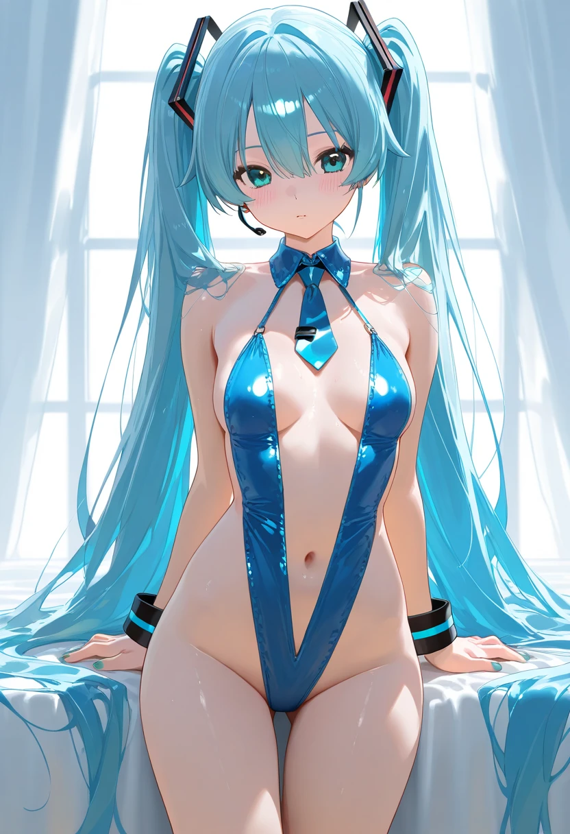 masterpiece, exquisite, {beautiful and meticulous girl}, beautiful and detailed halo, (fire of war: 1.2), (fire explosion behind: 1.3), rain, detailed lighting, detail water, (beautiful and detailed eyes: 1.1), glitter_force, palace, sky blue hair, scattered hair, long bangs, eyebrows, (Open Stitch Ring Linked Halter Neck Backless Swimsuit: 1.1), black ribbon, white bow tie, upper abdomen, big forehead, flower, leaning forward, hands on knees