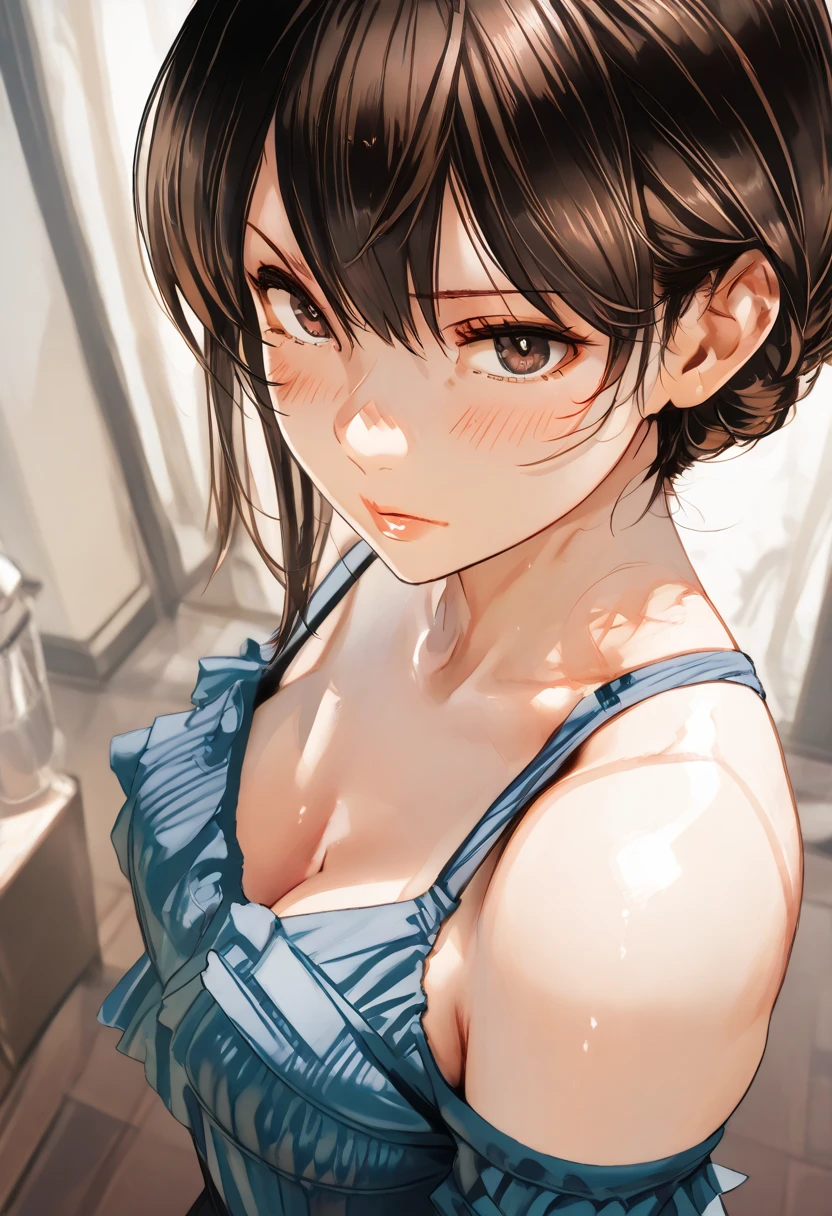 1 Female,Face and body facing forward,sexual climax,from the front,Ultra-realistic as a photo,Feeling facial expression,Blushing,highest quality,8k, Ultra-high resolution,RAW Photos,well-proportioned body,Beauty,Small and beautiful breasts,Focus on the face,to close range,POV,Ribbed underwear,jishuka