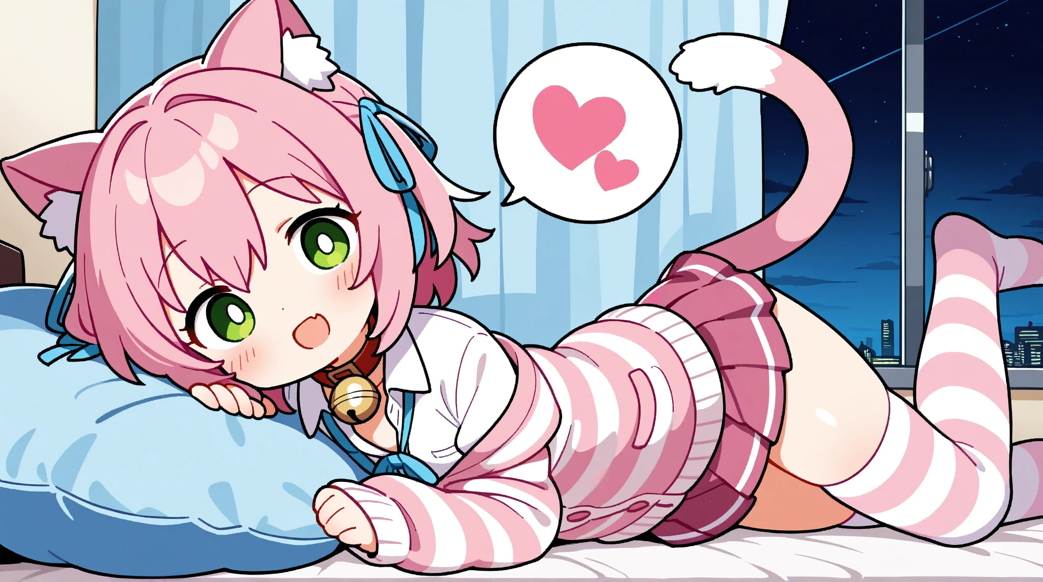 1girl, tamaki,miguzi,animal_ears, anklet, barefoot, laying on bed, blushing, embarrassed, panties, bra, =P