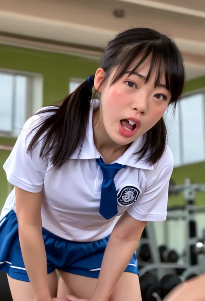 1 girl,Japanese,25 yo,(Slender body),(athlete:1.2),Black short ponytail with blunt bangs, BREAK ((green track suits,long pants)), BREAK, masterpiece, best quality, ultra quality, high quality, realistic, photo realistic, RAW photo, hyper detailed, intricate detail,(gym storeroom:1.3),cinematic lighting, break, nsfw, (perfect penis:1.1), (fellatio:1.5), 1girl, penis, hetero, 1boy, oral, solo focus, (deepthroat:1.1),(penis in mouth), ballsdeep, a woman holding a dick,standing 1men, sucking dick, sucking cock, squatting, (cum),(teary eyes),(blushing:1.3),beauty,girl,photorealistic,side deepthroat,