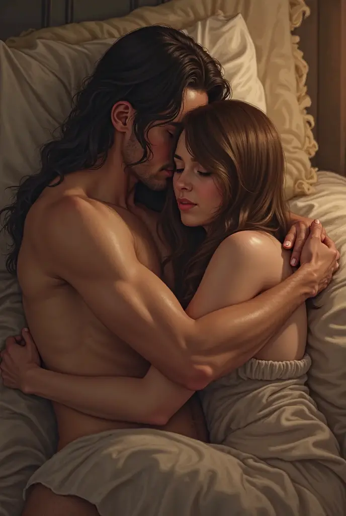 a beautiful girl having passionate sex with a handsome guy, penetration, back view, detailed anatomy, photo-realistic, 8k, high quality, cinematic lighting, dramatic composition, warm color tones, intimate and erotic