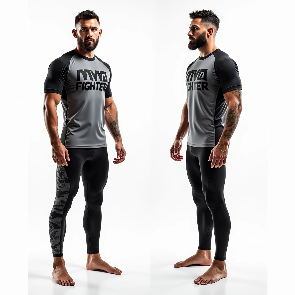A muscular full body man, strong shirtless, with black shorts, with beard and short black hair, with black glasses and tattoos on the body