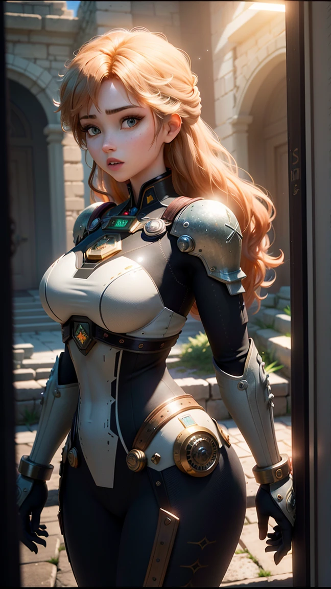 (masterpiece, top quality, best quality,4k,8k,HD,ultra HD), 1girl with cyborg hand and medium breast,upper body