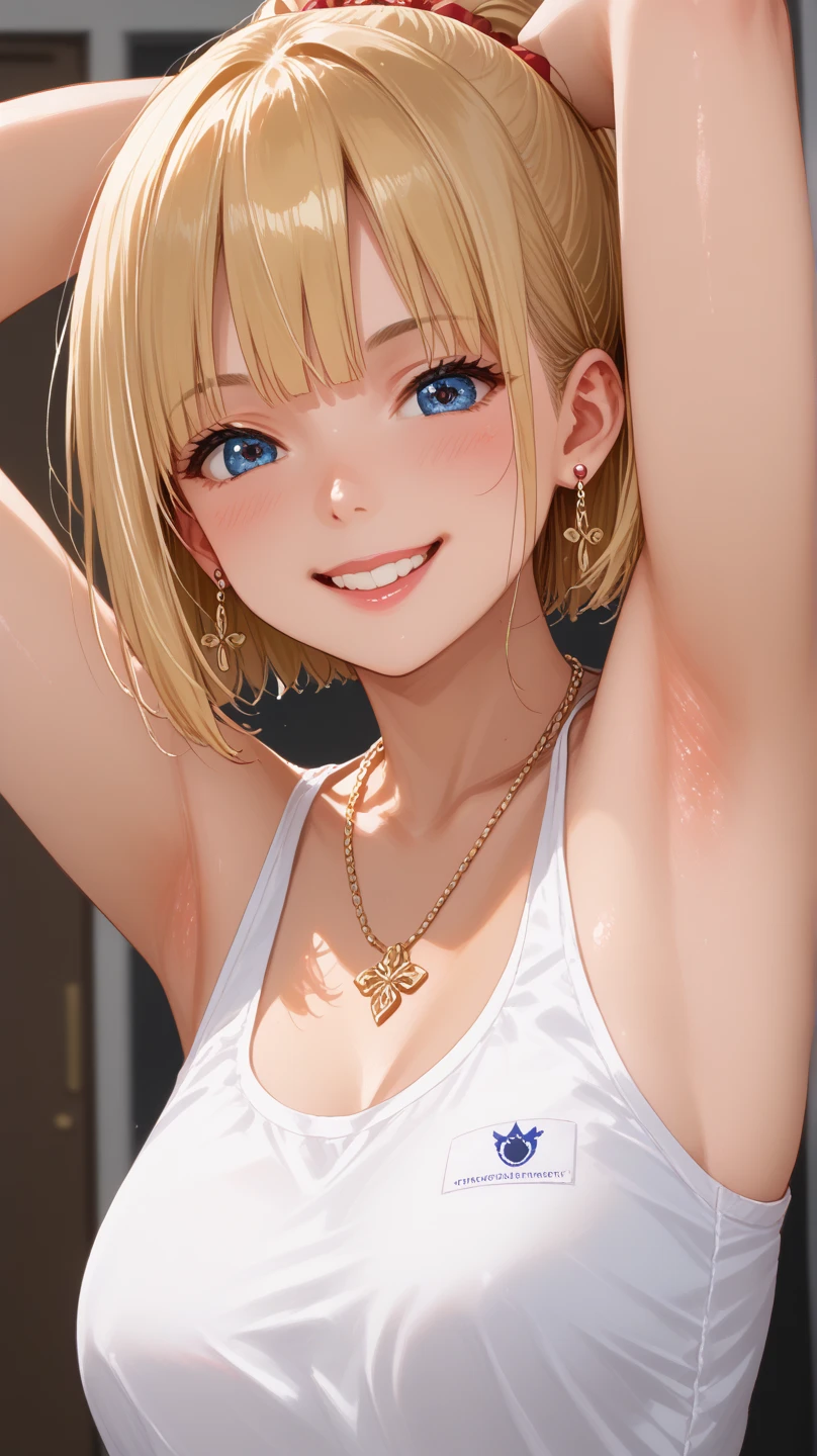(masterpiece),(Highest quality), shape, (Fantasy:1.4), Perfect male face, alone, cute detailed digital art, Beautiful Face, blonde, city, Mountain, Young people, , paper_cut、Rough Chest Tank Top