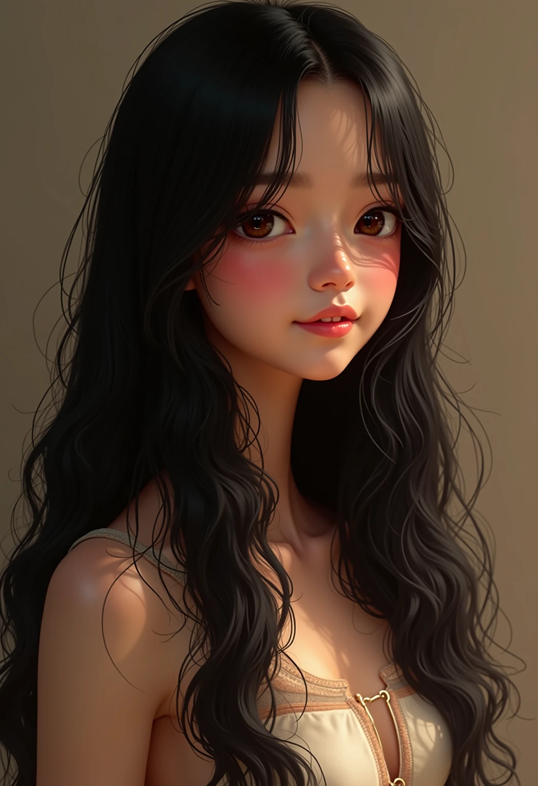 Create a 3d Realistic 1girl, his hair black colour and his face beautiful and body is very beautiful