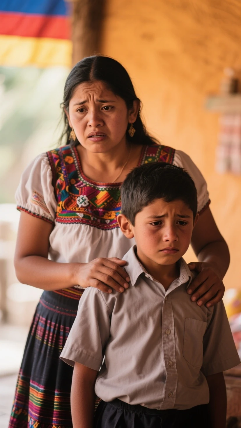 Disputa.Mom tries to forcibly take a cell phone from her five-year-old son. Los dos hacen fuerza y hay gritos e insultos