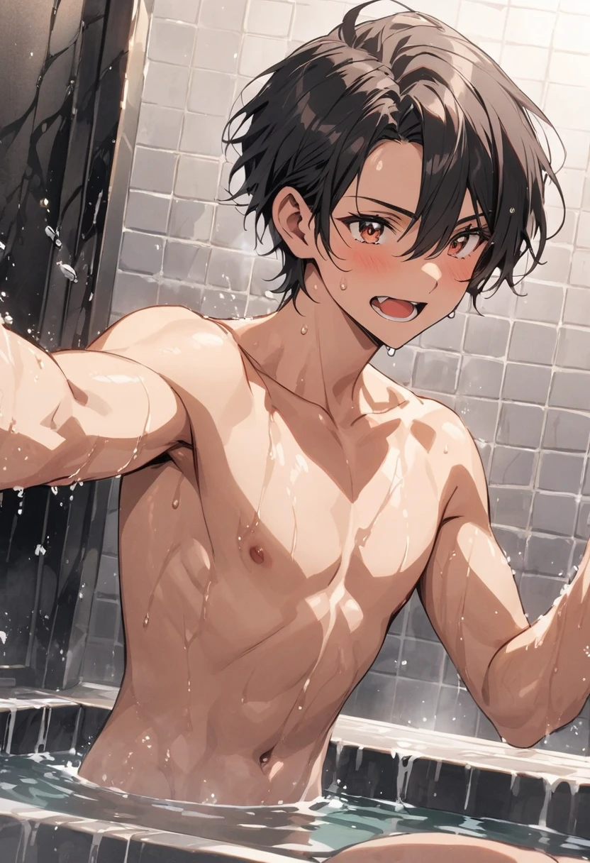 cute boy, boy in fighting pose, dick, young naked boy, dirty, dick cum, aros big nipples, strong nipples, heavy nipples.