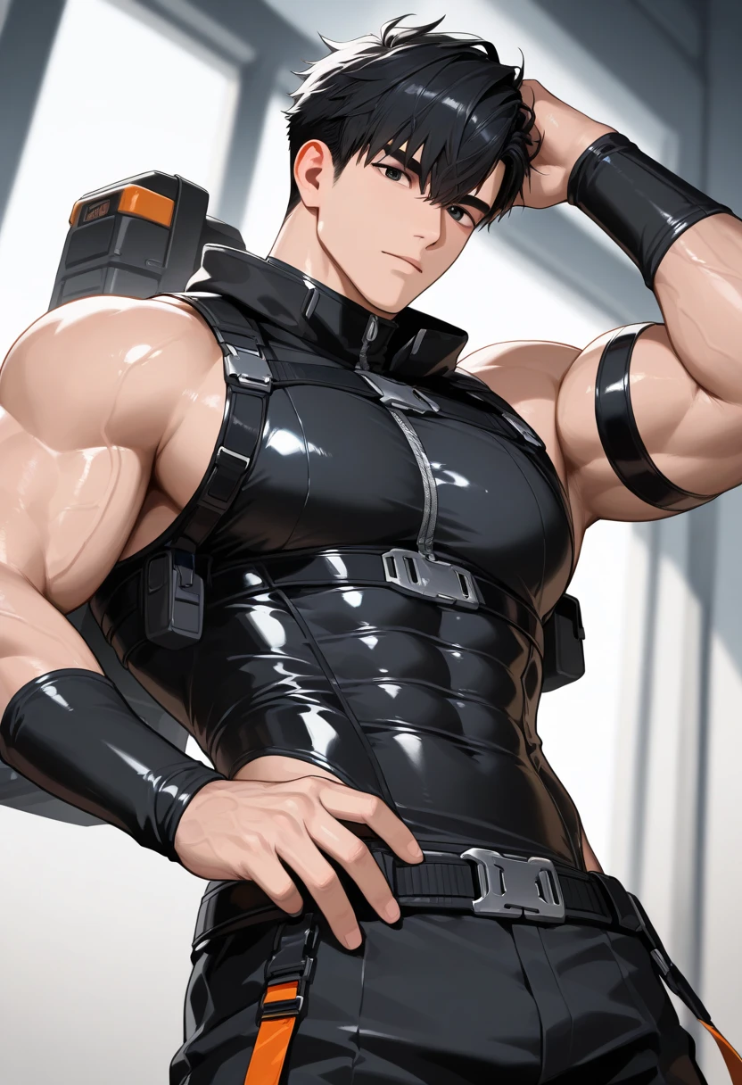 gay male model photos, sport, age 22, tilt, beefy,  short detailed hair,  Focus sharp, Digital SLR, Super quality,8k ultra high definition, high detal, ultra real photo,  , ((Realistic skin), ((pores)), ((high detal皮肤)), volumettic light, groin, (absurderes, A high resolution, Ultra detailed, hdr), Men&#39;s upper body，Masterpiece, Best quality, Detailed face，Handsome, short detailed hair, finely eye and detailed face, Light smile, full bodyesbian, White and gray hair color,Topless, Open legs，Standing，（anatomy correct），Have the perfect figure，Huge bulge，Abs，chest muscle， [ A well-defined body ]，
