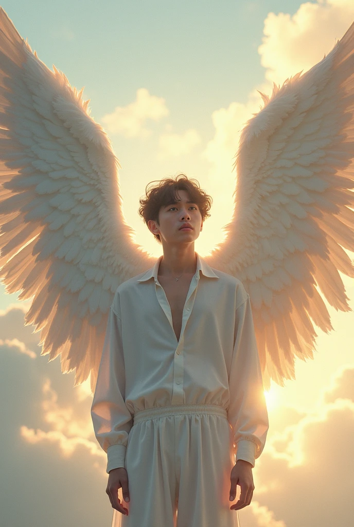 angel boy age 16 shirtless sexiest abs plumpy lips,Pink & sexy Nipples ,white big wings