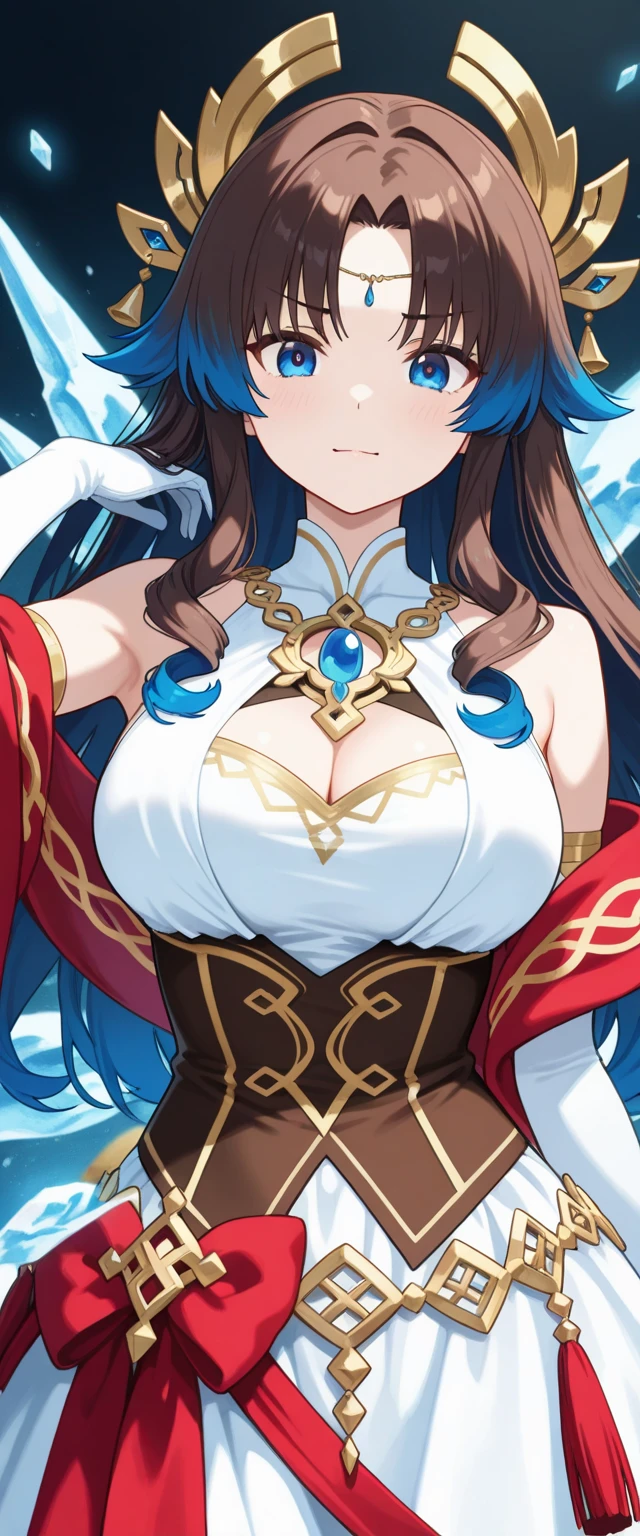 An anime-style artwork depicting ruan mei from the game Honkai star rail.
Tags: ruan mei, anime, detailed eyes, detailed lips, dress, smiling expression, intense gaze, glowing emblem on hand, dynamic pose, mystical background, vibrant colors, digital art, high-resolution, professional quality, gigantic breasts, cleavage, curvy, cowboy shot, gigantic breasts, green eyes